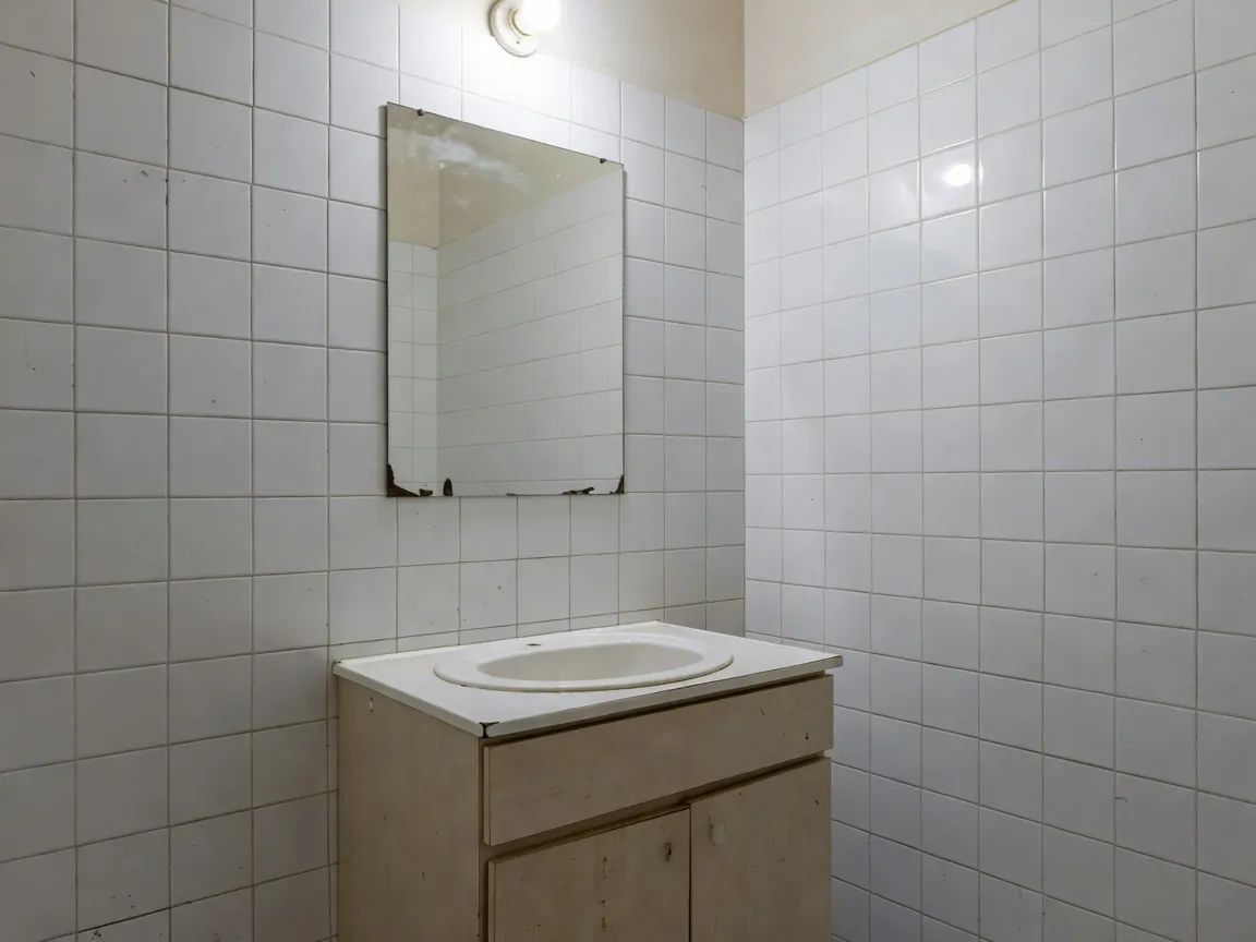 AI Bathroom Design before — the original room photographed for DecorAI