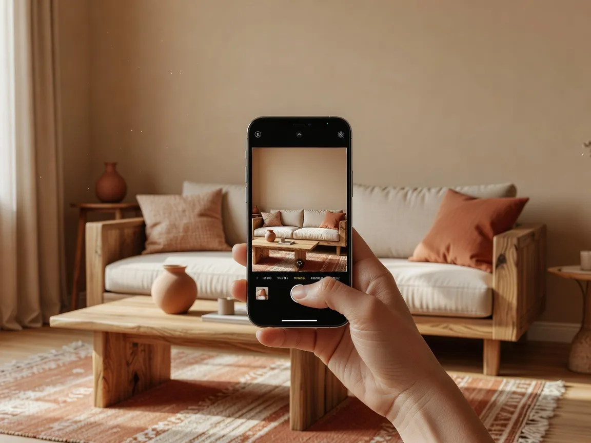Room photo transformed into a refined interior design concept with DecorAI